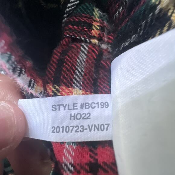 J crew Flannel Pajama Set Mens large Plaid Cotton Black red PJ button up holiday - Picture 12 of 16